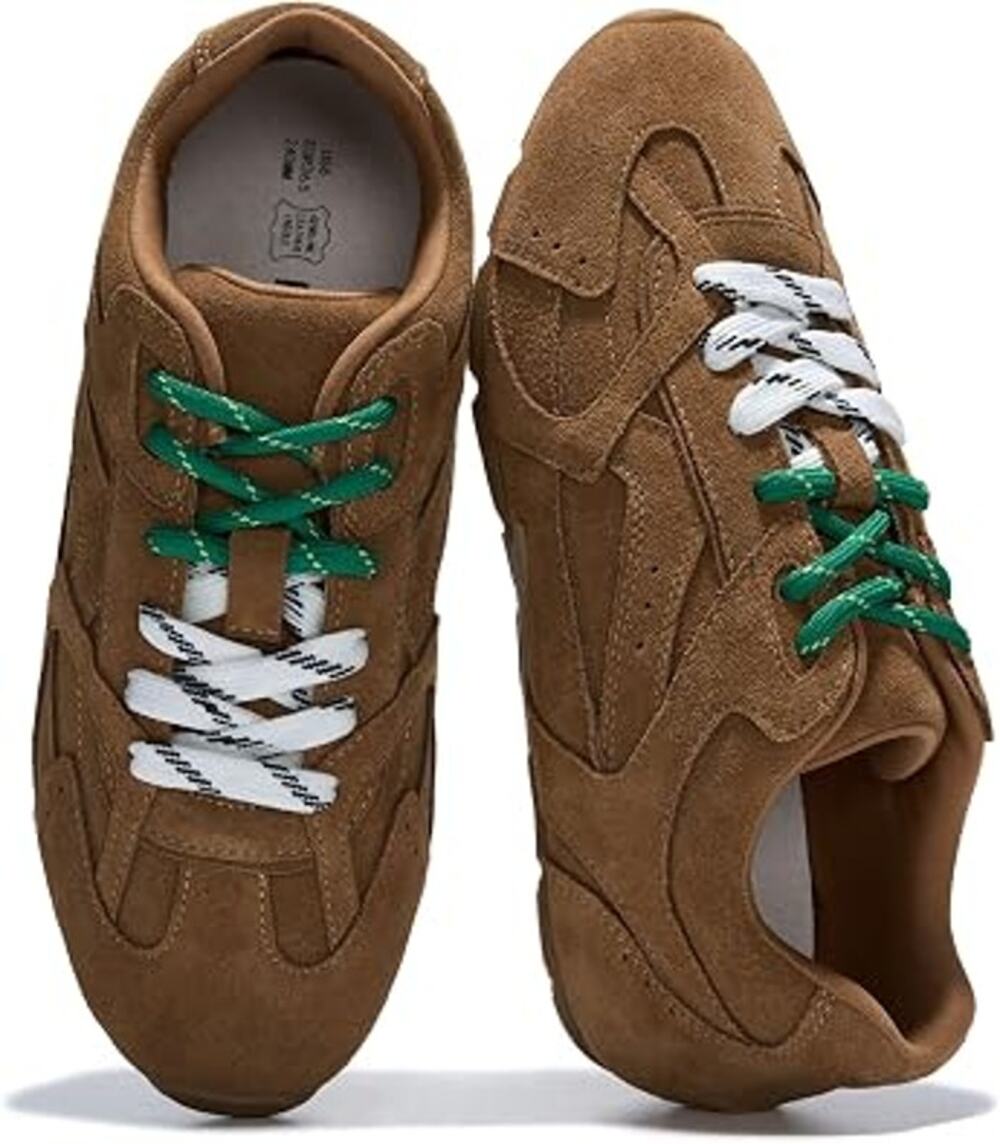 Project Cloud Leather Memory Foam Lace-Up Sneakers, Non Slip, Tan Suede, 10